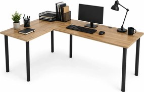 Duże narożne biurko loft regulowane 120x180x60 dąb craft złoty R2-C37
