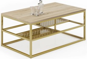 Stolik z półkami glamour dąb sonoma + złoty G0-W54