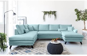 Jasnoniebieska rozkładana sofa w kształcie litery "U" Miuform Charming Charlie, lewostronna