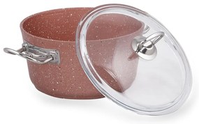Różowy aluminiowy garnek z pokrywką Güral Porselen Classic, ø 20 cm
