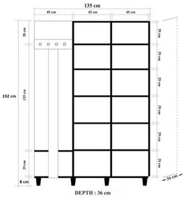 Wieszak z szafą Garmanto Sonoma Oak Double