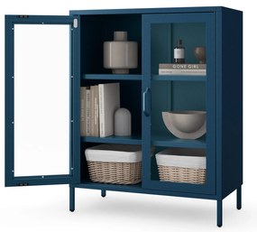 Witryna przeszklona niska granatowa: Modern GINA, 800 x 1015 x 400 mm