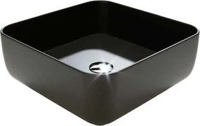 Umywalka ceramiczna nablatowa  kwadratowa czarna bez otworu na baterię 39 x 39 cm ALIZMA z rantem typu Slim