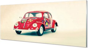 Panel szklany do Kuchni Czerwony Samochód w Kwiaty