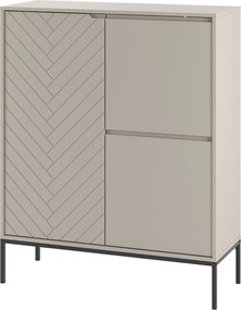 Wysoka komoda glamour w jodełkę Aspen 07 cashmere/czarny
