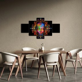 Obraz - Popiersie Buddy w neonowych kolorach (125x70 cm)
