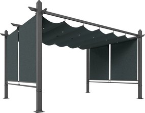 Outsunny Pergola 3 x 4 m z regulowanym dachem, automatycznie zwijanymi roletami, ochrona UV50+, aluminiowa rama | Aosom PL