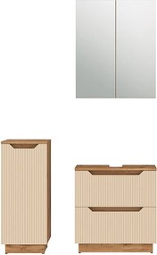 Zestaw mebli łazienkowych dąb/kaszmir w paski 58.9x32x62.5 lotta