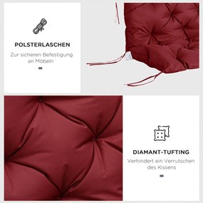 Outsunny Poduszka na ławkę z paskami mocującymi, dla maksymalnie 3 osób, grube wypełnienie z pianki