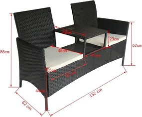 Ławka ogrodowa ze stolikiem Casel - czarna
