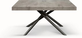 Drewniany stół, szary beton, antracytowa podstawa, 160x90-240x90cm długości - CARRARA