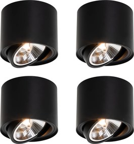 Zestaw 4 nowoczesnych czarnych reflektorów sufitowych obrotowych i uchylnych AR111 - Rondoo Up
