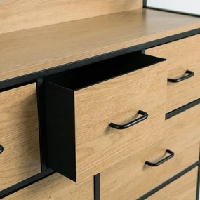 Komoda z Szufladami HUDSON 98 cm Dąb/Czarny Loft