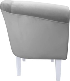 Fotel Milo tkanina Welur wygodny fotel tapicerowany do salonu i sypialni : Kolor nogi - Biała, Kolor tkaniny - VELVET - MG17, Wysokość nogi - 20 cm