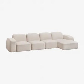 Bastian 4-częściowa, Lewostronna Sofa Modułowa Z Leżanką Gruba Biała Szenila - Sklum