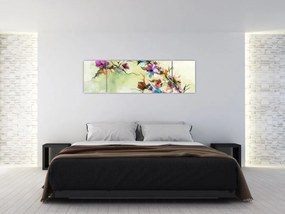 Obraz - malowidło pnącej się kwiaty (170x50 cm)