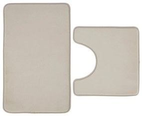 Beżowe dywaniki łazienkowe do WC z pianki pamięciowej zestaw 2 szt. 50x80 cm Anti-Bacterial – Catherine Lansfield