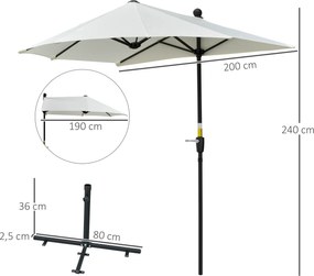 Outsunny Półokrągły Parasol 1,9 x 2 m Podwójny Parasol z Ręczną Korbą, Kremowy | Aosom PL