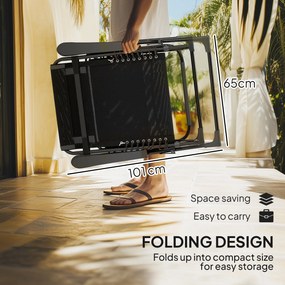 Outsunny Składany leżak ogrodowy z poduszką, z 5-stopniową regulacją oparcia, odporny na ciężar do 120 kg, czarny