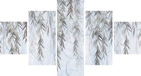 Obraz - Gałązki wierzby na niebieskim tle (125x70 cm)