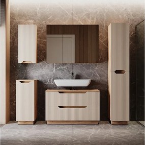 Zestaw mebli łazienkowych dąb/kaszmir w paski 99.4x32x62.5 lotta