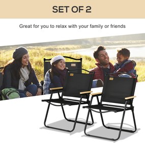 Outsunny Krzesła kempingowe, 2 szt., Składane, ze Stalą, Czarne