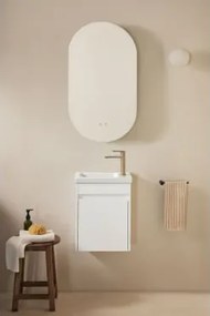 Zestaw Wiszących Mebli Łazienkowych Zintegrowany Z Umywalką Narek Biała & Owalny Z Miejscem Do Przechowywania Czarny - Sklum