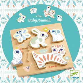 Drewniane puzzle wkładane dla dzieci Djeco Pastelowe zwierzątka