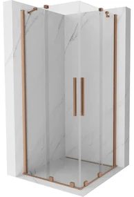 Mexen Velar Duo kabina prysznicowa rozsuwana 90 x 90 cm, transparent, miedź szczotkowana - 871-090-090-02-65