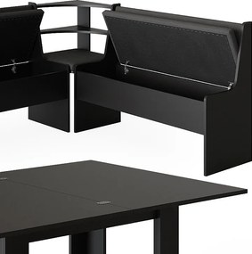 Grupa ławek narożnych czarny 210x150x80 roman
