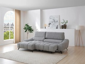 Kanapa narożna lewostronna rozkładana z wysuwanym siedziskiem, szara tkanina ELOSIA