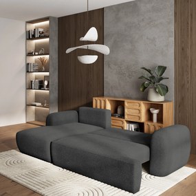 Masseno Narożnik MODENZA z funkcją spania i pojemnikiem na pościel Narozniki L, Rozkładana sofa - Szary, NOW OR NEVER 92