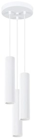 Lampa wisząca KARBON 3P biała ryflowana SOLLUX  LIGHTING
