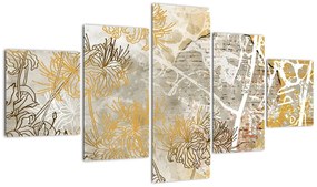 Obraz - Ściana w stylu vintage z kwiatami (125x70 cm)