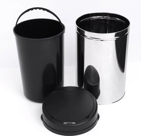 HOMCOM Kosz na Śmieci Automatyczny Stalowy 30L Czarno-Srebrny 30,5x51,5cm Elegancki i Funkcjonalny | Aosom PL