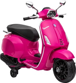 AIYAPLAY Elektryczny motocykl dziecięcy, Vespa, 3 km/h, 3-6 lat, muzyka, światło &amp; radio, różowy | Aosom PL