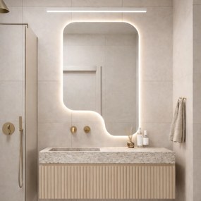 Lustro o nieregularnym kształcie oszlifowane z podświetleniem LED BLOOM Round | Różne rozmiary | Różne kolory : Kolor tafli szkła - Brąz, Rozmiar - 80x110 cm