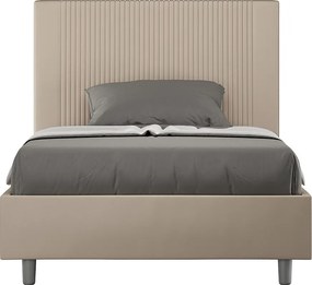 Łóżko bez stelaża tapicerowane 120x190 sztucznej skóry szaro-beżowy Goya