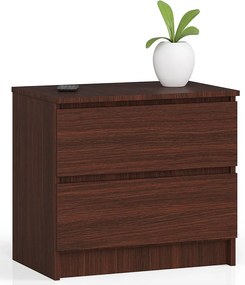 Szafka nocna AKORD K60 Wenge 60 cm 2 szuflady kolor Wenge mat 60x40x55 cm
