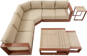 Narożny zestaw aluminiowy dla 5 osób MADRID NEW (terakotowy)