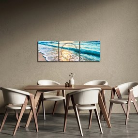 Obraz - Plaża morska (z zegarem) (90x30 cm)