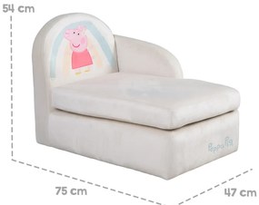 Biała aksamitna sofa dla dzieci 75 cm Peppa Pig – Roba