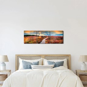 Obraz - Jesienna podróż krainą (z zegarem) (90x30 cm)