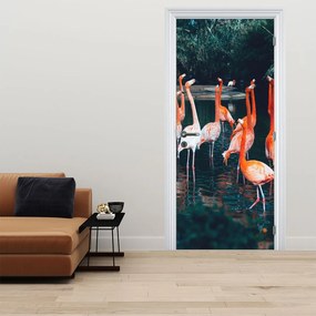 Fototapeta na drzwi - Stada flamingów (95x205cm)