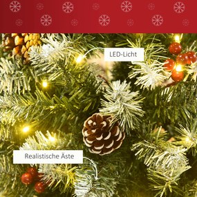 Choinka 1,8 m drzewko świąteczne 618 gałązek z diodami LED, jagody, PVC, zielony + biały | Aosom PL