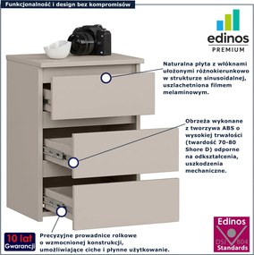 Kaszmirowa komoda z 3 szufladami E4-B45