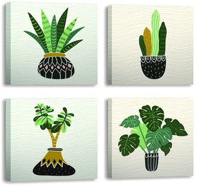 Obrazy zestaw 4 szt. 30x30 cm Plants – Wallity
