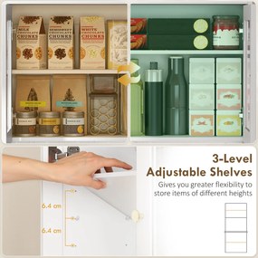 HOMCOM Szafka kuchenna z blatem roboczym, uchwytem na kieliszki do wina, szafka magazynowa do kuchni, jadalni, 170 cm, MDF, szkło, biały | Aosom PL