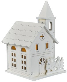 Świąteczna dekoracja świetlna Drewniany kościół, 8x 13 x 8 cm, LED