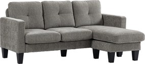 HOMCOM narożnik sofa w kształcie L z odwracalną chaiselongue tapicerowana tkaniną lnianą wygodna kanapa brązowa | Aosom PL